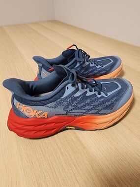 HOKA Speedgoat 5 Trail Running Shoes Blue Coral Camellia Women Size 6.5